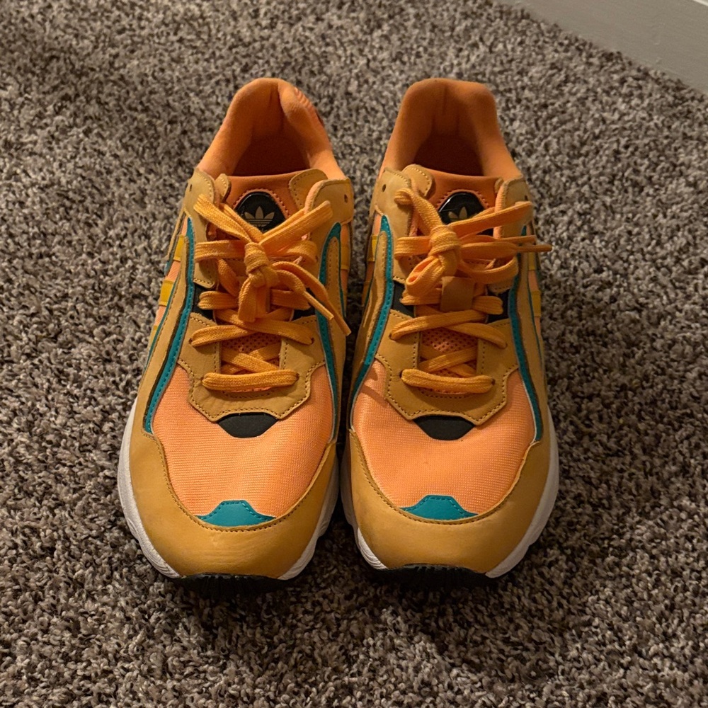 Adidas Bright Orange and Teal Running Shoes